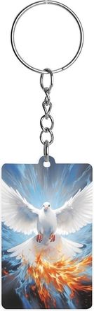 Generic White Holy Spirit Dove Acrylic Keychain Cute Key Rings Key Chains Tags for Men Women Gifts