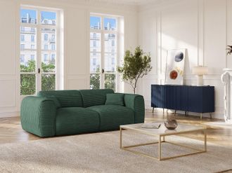 Vente-Unique Divano letto 3 posti a ribalta in Velluto a coste Verde abete - POGNIA