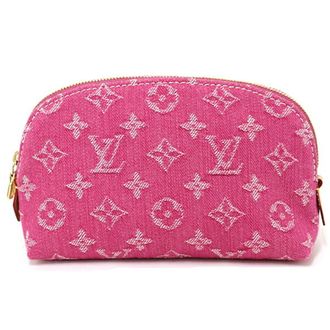 Louis Vuitton Monogram Denim Fuchsia Monogram Denim Pochette Pouch (Pre-Owned)