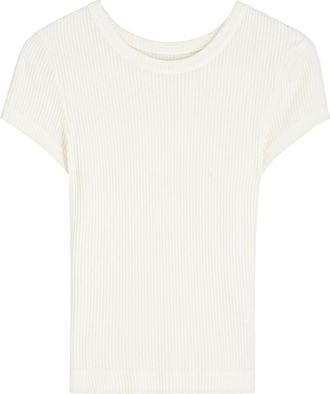 Citizens Of Humanity Citizens OF Humanity Nello Ribbed Stretch-knit Cropped T-shirt - White - S (UK8-10 / S)
