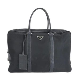 Prada Vintage, unisex, Zwart, ONE Size, Leer, Pre-owned Leren Weekendtas