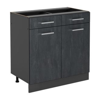 Vicco Mobiletto base per cucina R-Line, Calcestruzzo nero, 80 cm senza piano di lavoro Vicco