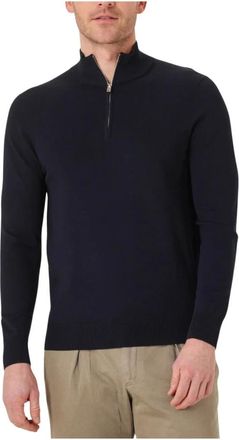 Profuomo Hoodies & sweatvesten, Heren, Blauw, XL, Heren Half Zip Pullover Sweater