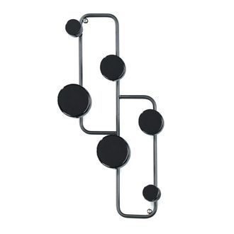 Oresteluchetta Perchero pared acero negro mate con 6 ganchos, 50x20x7 cm