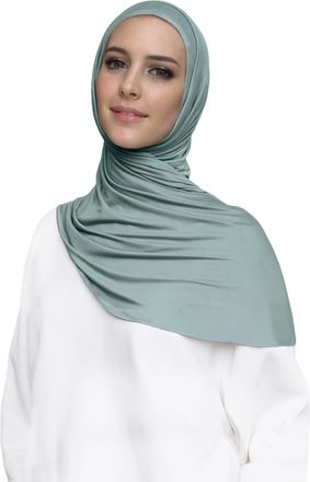 Lina & Lily Pre-sewn Instant Slip-on Modal Jersey Hijab Head Scarf Wrap for Muslim Women (Dusty Green)