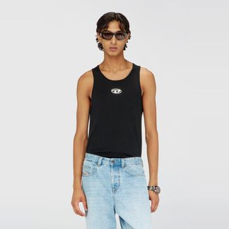 Diesel Cotton tank top with logo - T-Shirts - Man - Black