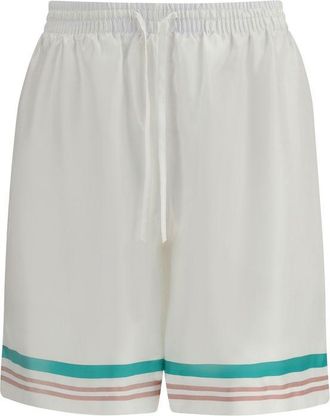 Casablanca Mens Casa Way Bb Relaxed Fit Shorts - Ivory Silk - Size Medium