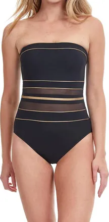 Gottex Bandeau One Piece Swimsuit In Onyx Black/ Gold