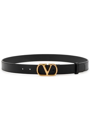 Valentino Garavani V-logo Leather Belt - Black - 85 (XS)