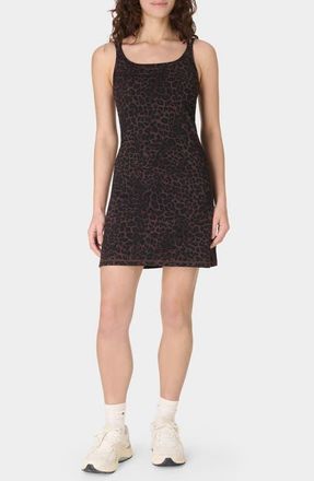 Sweaty Betty Ultimate Studio Double Strap Dress with Shorts Lining in Brown Leopard Skin Print at Nordstrom, Size Xx-Large