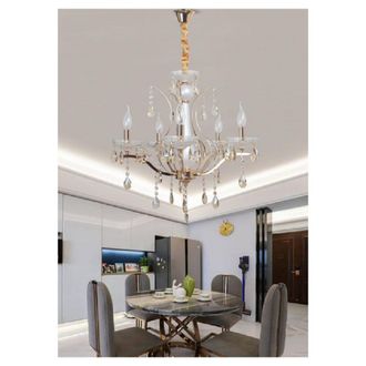 Trade Shop Trade Shop Traesio - Trade Shop - Lampadario Soffitto A Sospensione Classico 5 Bracci E14 Effetto Cristallo A60-5