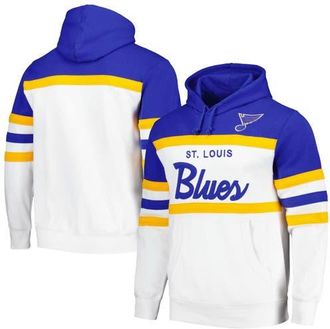 Mitchell & Ness Mens Mitchell & Ness White/Blue St. Louis Blues Head Coach Pullover Hoodie at Nordstrom, Size Xx-Large