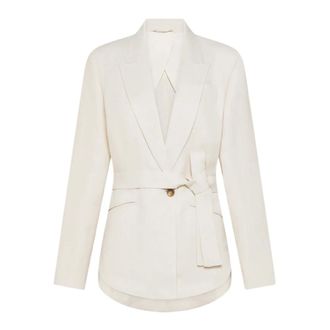 Seventy Blazers, female, Beige, Size: 2XL Single-breasted Blazer