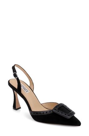Badgley Mischka Yanira Slingback Pointed Toe Pump in Black Suede at Nordstrom, Size 8.5