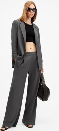 AllSaints Polyester Aleida Lightweight Wide Leg Trousers, Size: UK 6/US 2