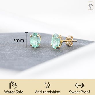 MAX + STONE 14k Yellow or White Gold 7x5mm Oval Stud Earrings with Push Backs