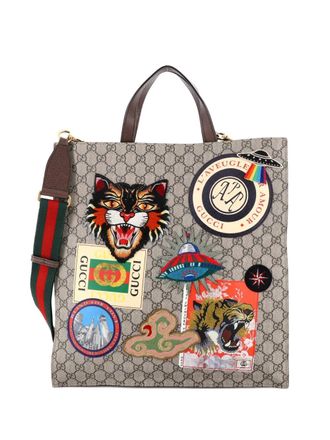 Gucci Courrier Convertible Soft Open GG Coated Canvas with Applique North South tote bag - women - Fabric - One Size - Brown