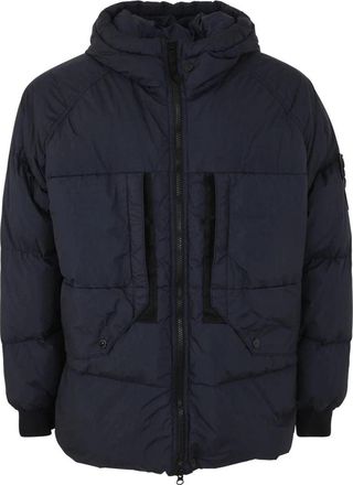 Stone Island Zip-Up Puffer Jacket Navy 791540723-V0020