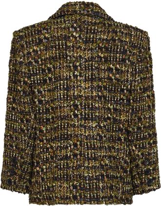 Saint Laurent Womens Jacket Khaki Wool Tweed Multicolour