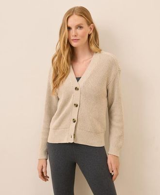 Pact Luxe Knit Cropped Cardigan in Flax Heather at Nordstrom, Size Medium
