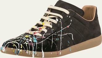 Maison Margiela Mens Replica Paint-Splatter Sneakers
