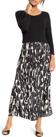 Nic+Zoe Onyx Print Long Sleeve Maxi Dress in Black Multi at Nordstrom, Size Xx-Large