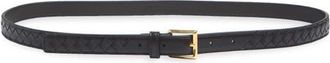 Bottega Veneta Intrecciato Leather Belt in 2094 Espresso-Brass V at Nordstrom, Size 100