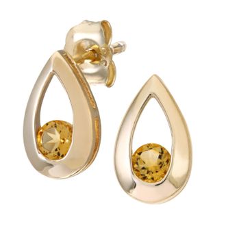 Diamant L'éternel Womens 9ct Yellow Gold 0.25ct Citrine Tear Drop Earring - One Size