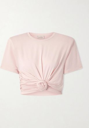 Magda Butrym T-shirt Cropped In Jersey Con Nodo - Rosa