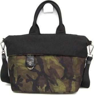 Prada Re-Nylon Khaki Nylon Handbag (Pre-Owned)