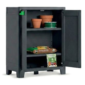 Dmora Dmora - Armario Exterior Pesa, Mueble Para Exteriores, Mueble De Jard&iacute;n Multiusos, Contenedor Para Balc&oacute;n O Garaje, Made In Italy, 80x44 H100 Cm, Gris