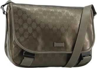 Gucci Pre-owned Vintage Canvas Shoulder Bag - Dames - Vintage Schoudertas - Grijs - ONE Size - Leer - Vintage