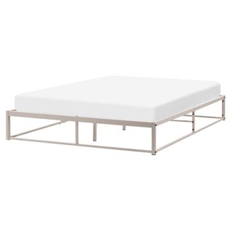Beliani Cama Industrial Moderno Marco De Metal Doble Listones Incorporados Sin Cabecero 180 X 200 Cm Beige Claro Viry