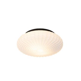 QAZQA Cl&aacute;sico/antiguo Plaf&oacute;n Cl&aacute;sico Negro Con Cristal Opal 35 Cm Ip44 - Nohmi Vidrio /acero Redonda Adecuado Para Led Max. 2 X 60 Watt - Qazqa