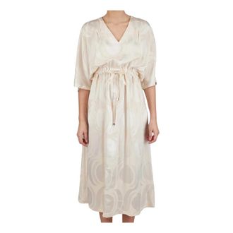 Kiton Midi Dresses, female, Beige, Size: L Silk Midi Dress