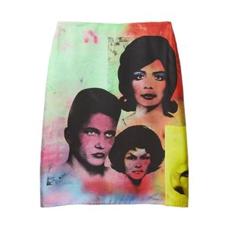 Versace Midi Skirts, female, Multicolor, Size: XS Printed Silk Twill Pencil Skirt