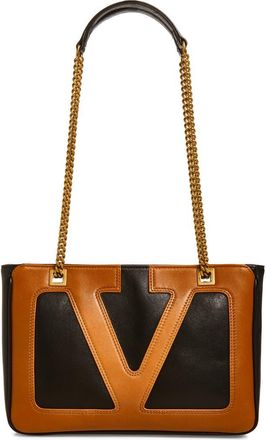 Valentino Garavani Small Viva Superstar Leather Tote in Black/Tan at Nordstrom