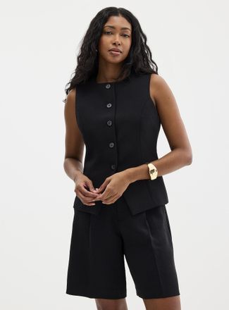 Contemporaine Womens Textured crepe pleated Bermuda short