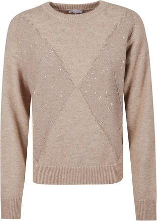 PESERICO Cashmere Lurex-Embellished Sweater With Diamond Pattern