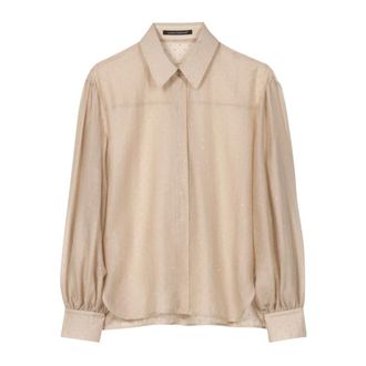 Luisa Cerano Overhemden, Dames, Beige, XS, Shirtblouse met strass
