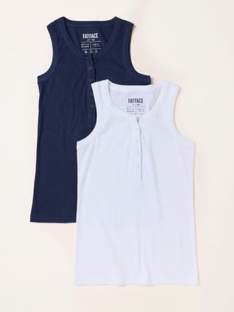 Fat Face FatFace Rachel Navy/White 2 Pack Rib Vests