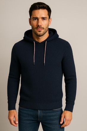 Jack & Jones Kapuzenpullover JACK & JONES JJLINK KNIT HOODIE, Herren, Gr. XS, blau (sky captain), Strick, Obermaterial: 74% Polyacryl, 26% Baumwolle, unifarben, re