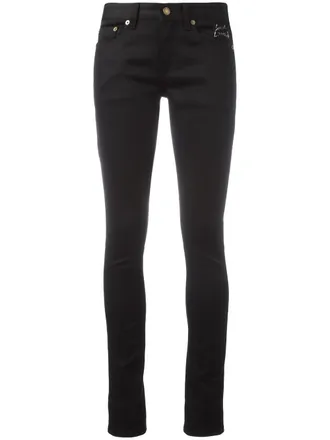 Saint Laurent rauwe skinny jeans met lage taille - Zwart