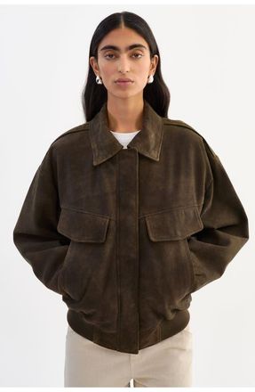 LaMarque Trevanna | Suede Bomber Jacket in Distressed Brown at Nordstrom, Size Xx-Small