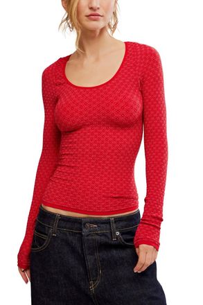 Free People Love Letter Long Sleeve Top In Salsa
