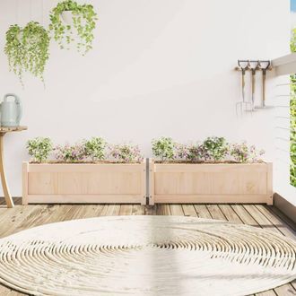 Berkfield Home Garden Planters 2 pcs Solid Wood Pine in Natural