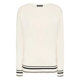 Elena Miro Truien & Vesten, Dames, Beige, L, Zwarte Gesso Stijl Top