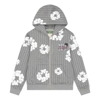 Denim Tears Pinstripe Wreath Zip Hoodie Grey FW25TZH11262027