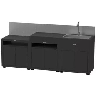 Le Marquier cucina da esterno modulare le marquier linea 3 in acciaio inox nero 240x55x115 cm