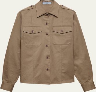 Prada Long-Sleeve Cotton Twill Utility Shirt
